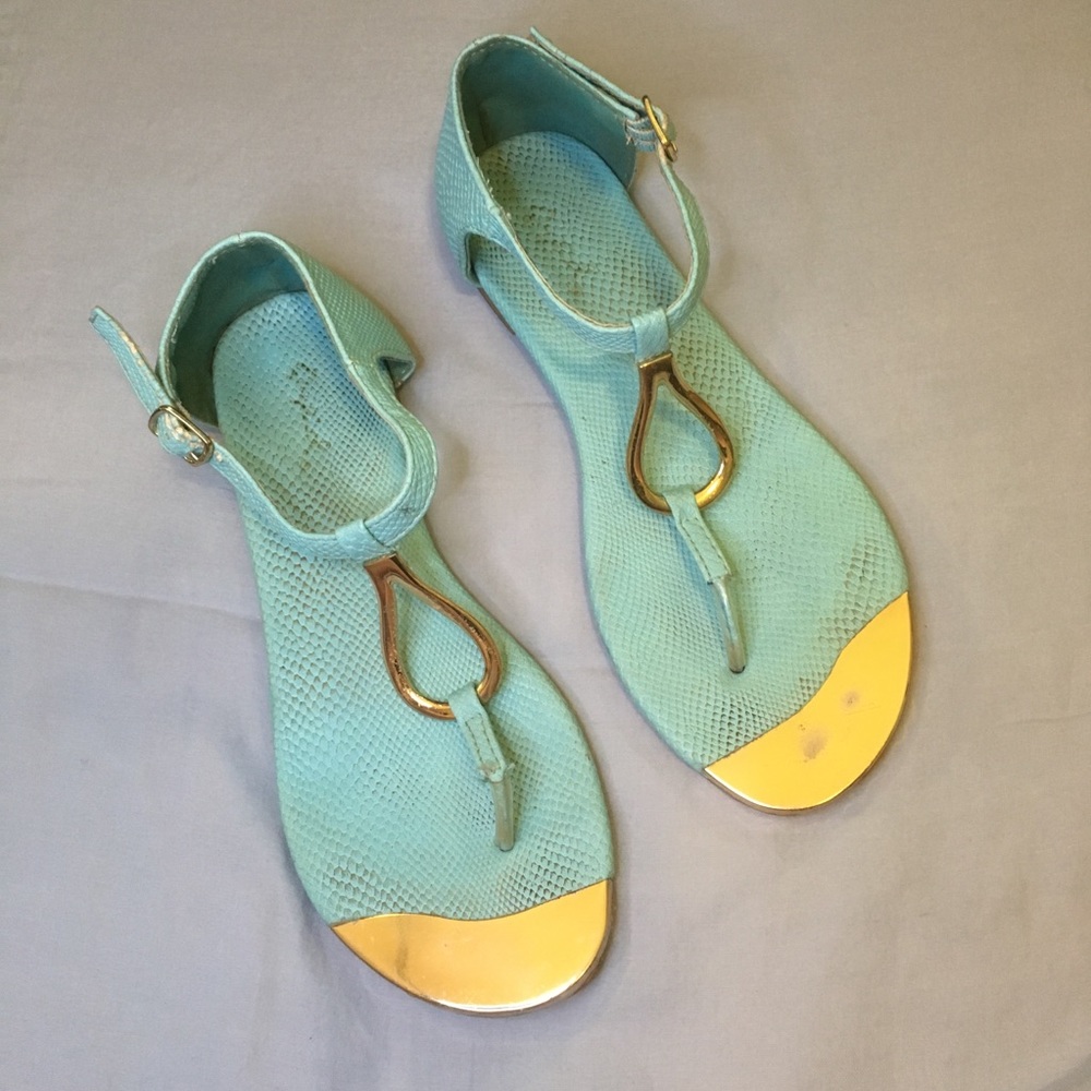 Mint and Gold Sandals